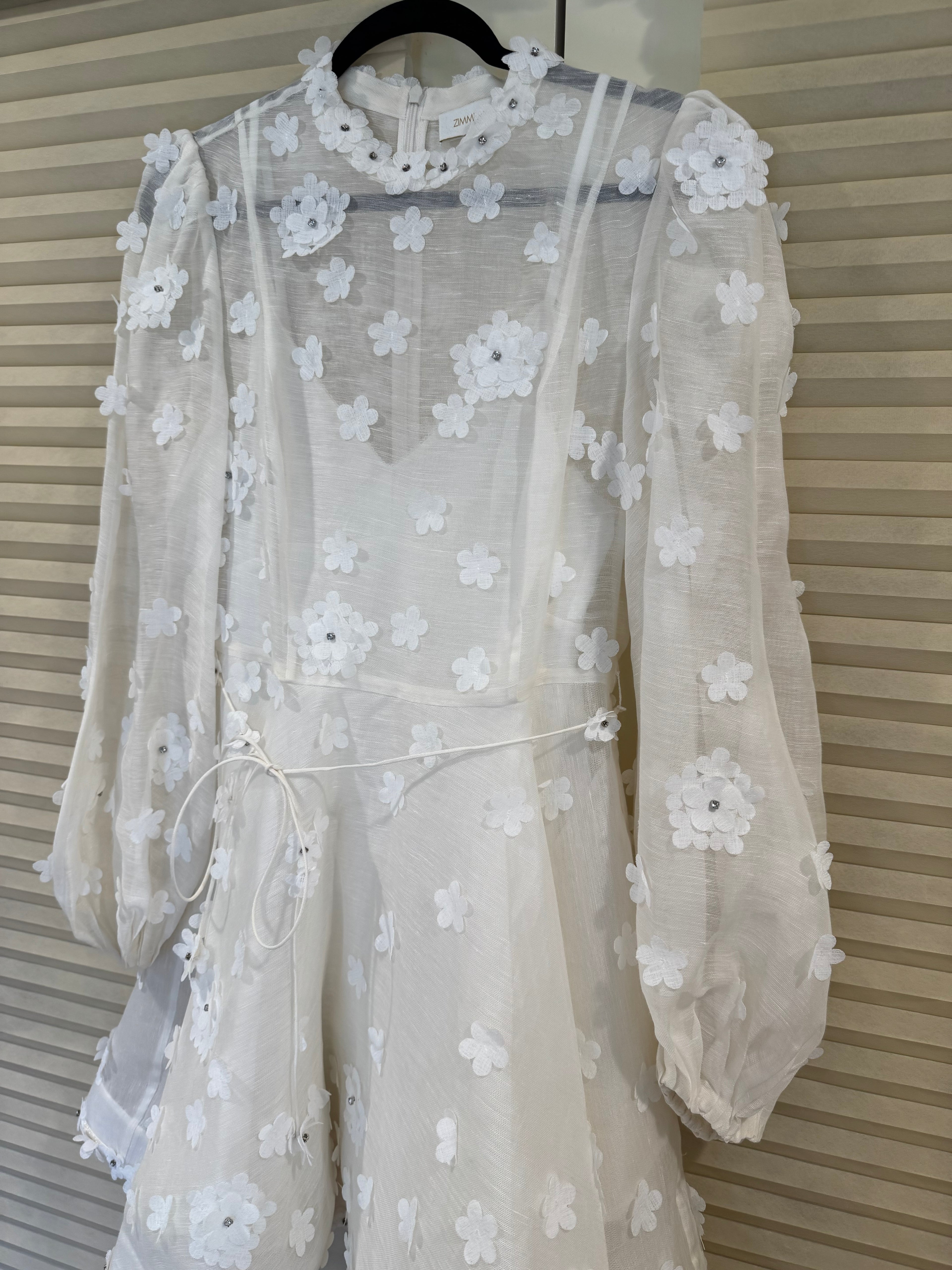 Zimmermann Floral Silk/Linen Blend Belted Minidress, Size AU 1