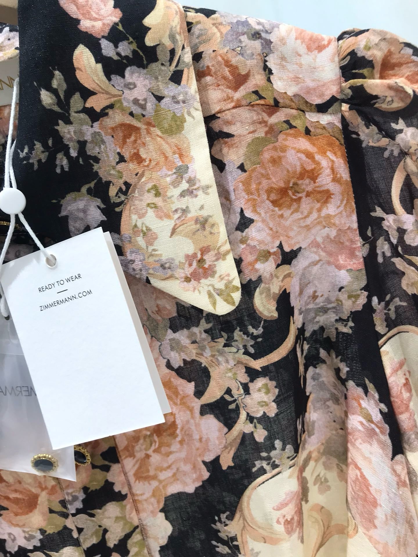 Zimmermann Floral Ramie Bouse & Midi Linen Skirt Set, Size AU 0/1/2/3