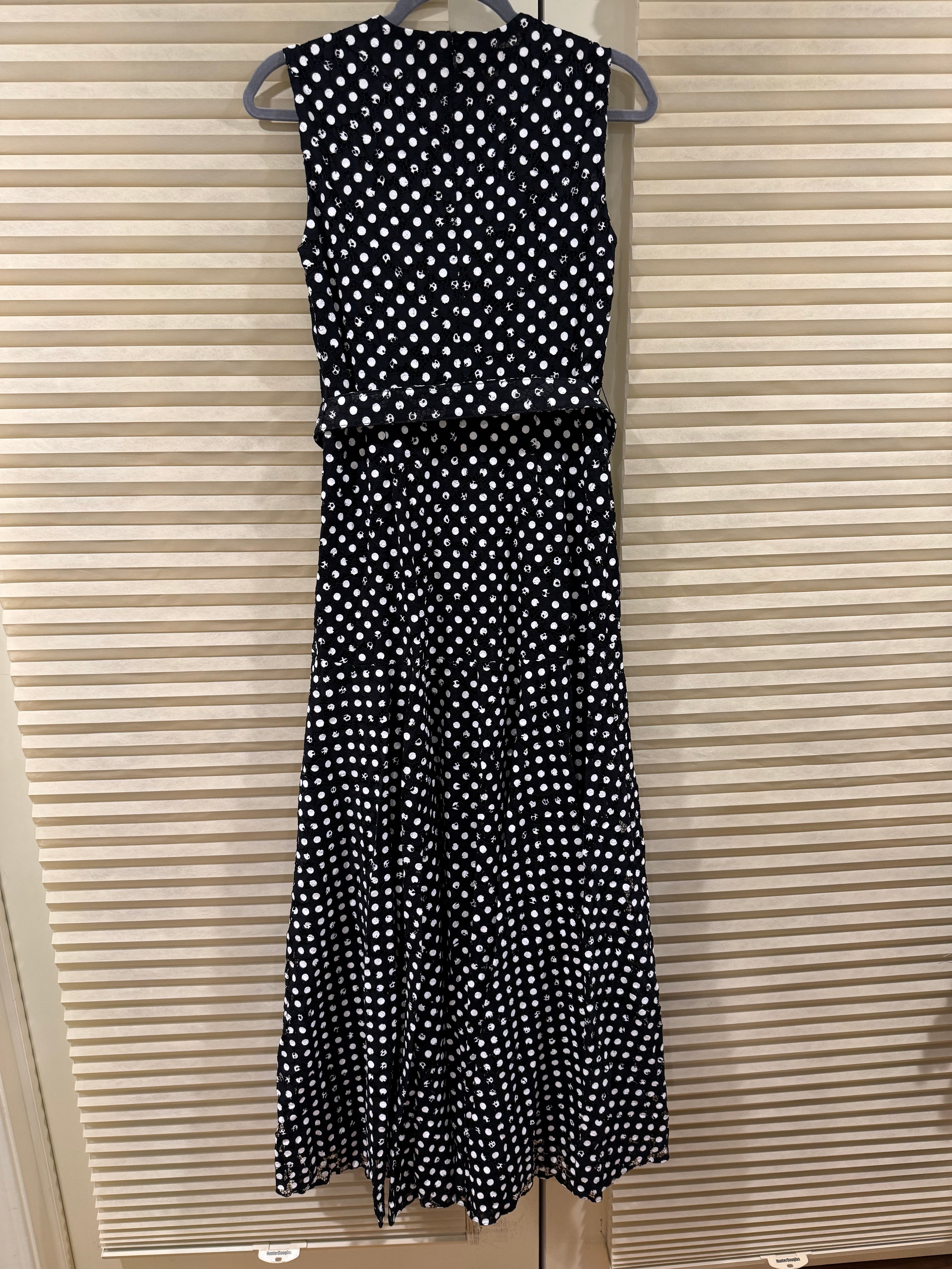 CH Carolina Herrera Polka Dot Belted Maxi Dress, Size US 4/6/8