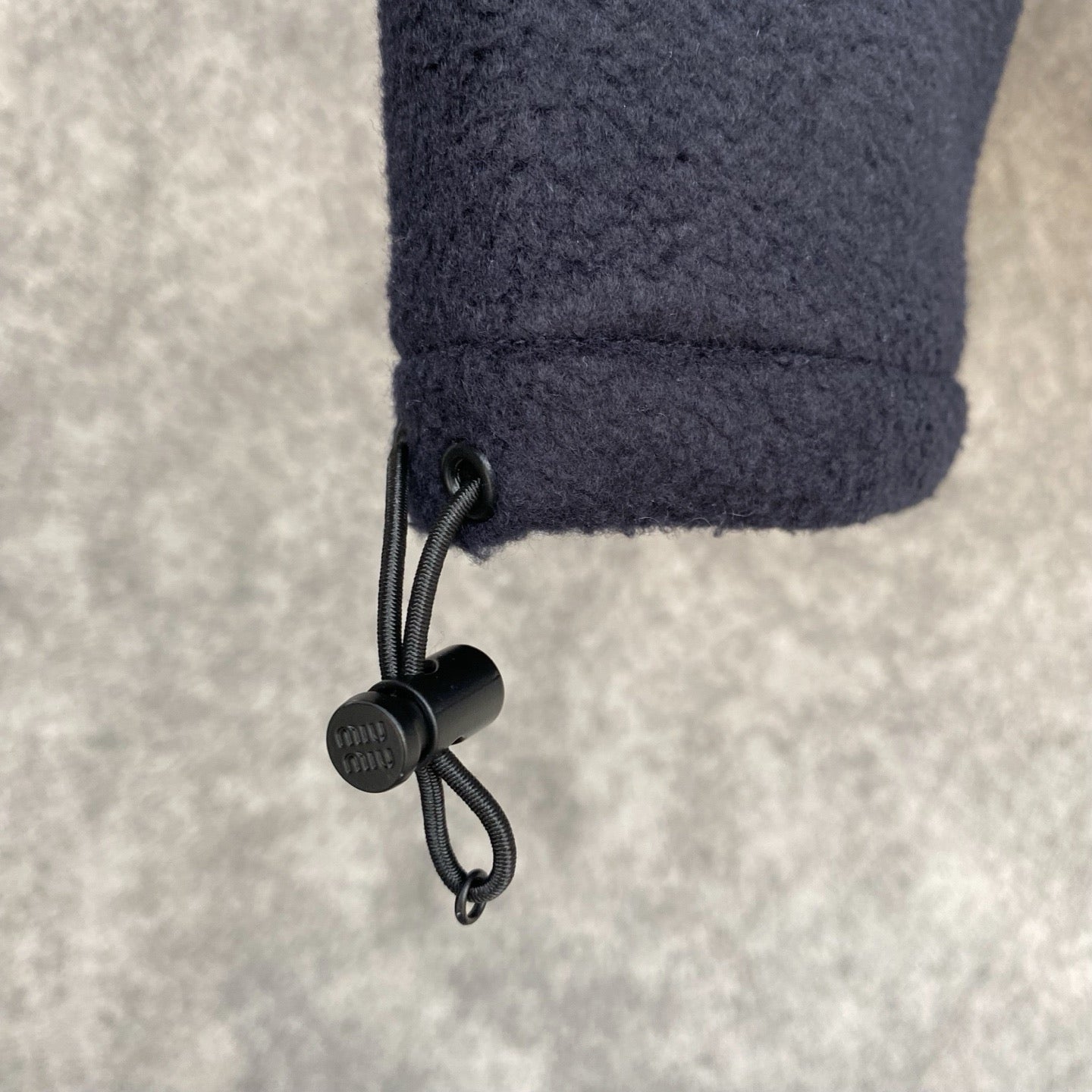 Miu Miu Cotton Fleece Zipper Hoodie in Navy, Size XS/S/M