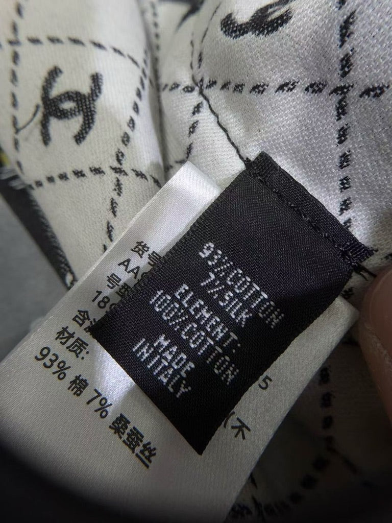 Chanel Logo Cotton/Silk Blend Scarf Black