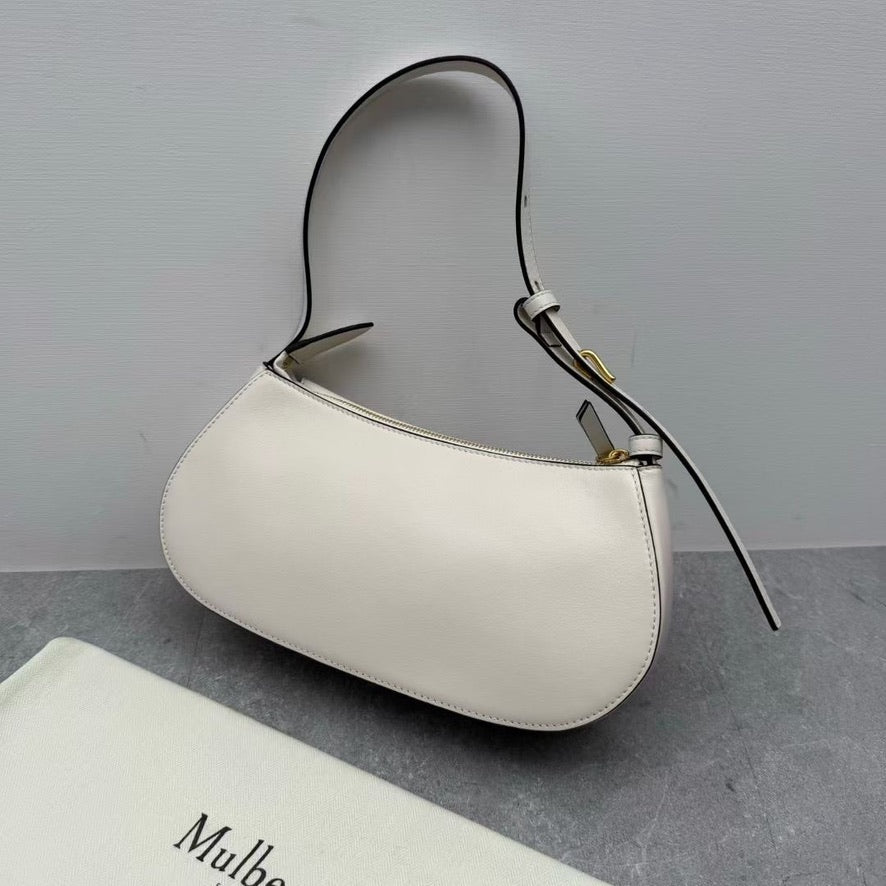 Mulberry Clovelly Leather Shoulder Bag in White (27 x 13 x 6 cm)