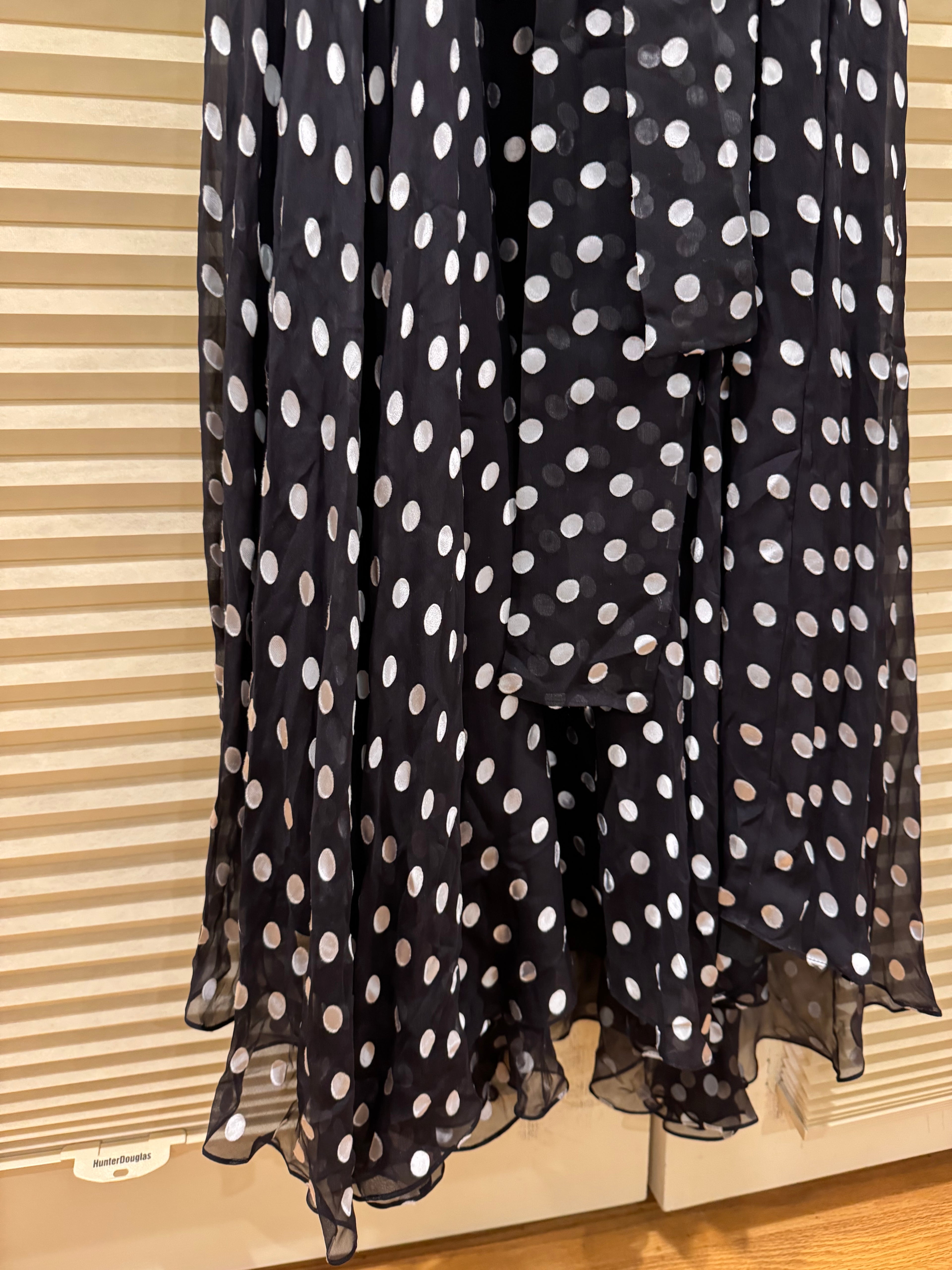 CH Carolina Herrera Silk Polka Dot Belted Maxi Dress, Size XS/S/M/L