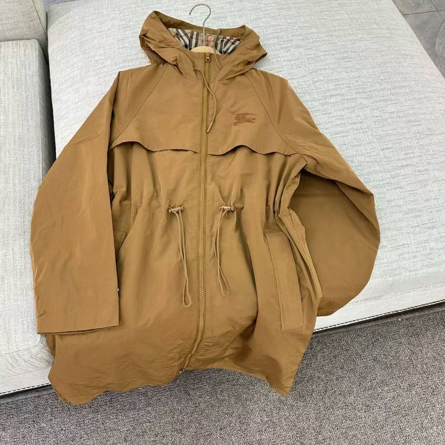 Burberry EKD Zip-Up Lightweight Hooded Parka, Size US 2/4/6/8