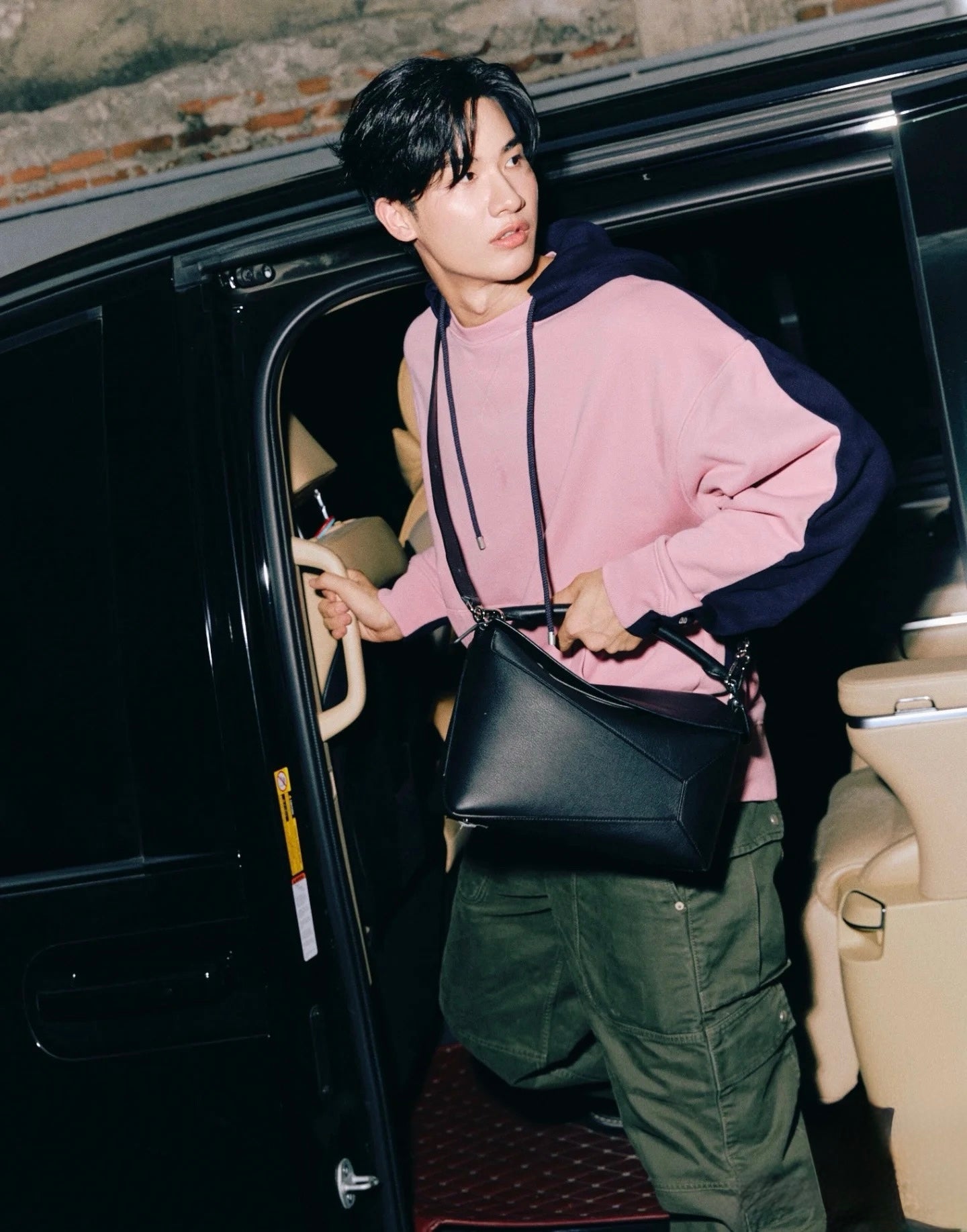 Loewe Hoodie in Pink/Green, Size S/M/L/XL