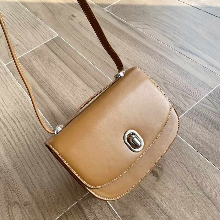 Savette Tondo 22 Leaher Shoulder Bag in Brown/Beige/Black
