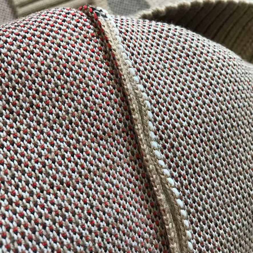 Burberry Check Wool Blend Cardigan in Beige, Size S/M/L