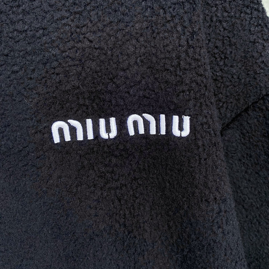 Miu Miu Cotton Fleece Zipper Hoodie in Navy, Size XS/S/M