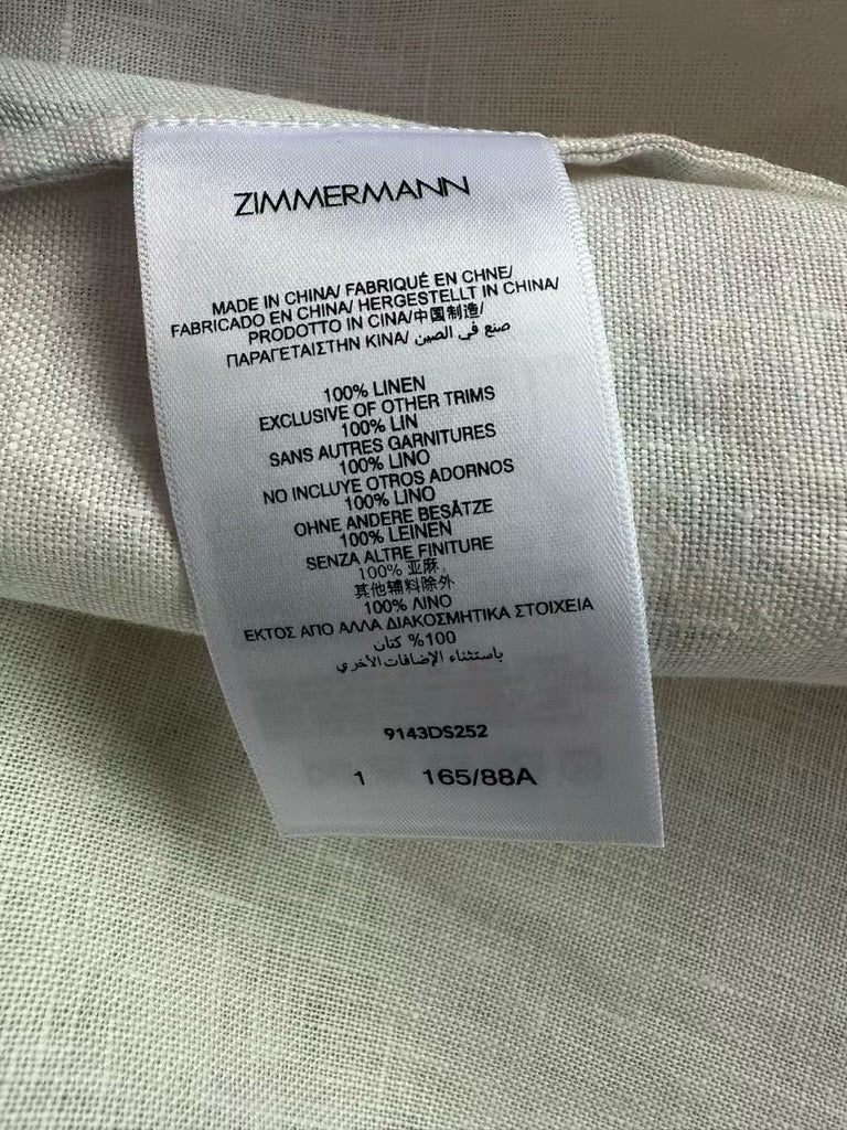 Zimmermann Floral Belted Linen Midi Dress, Size AU 1/2/3