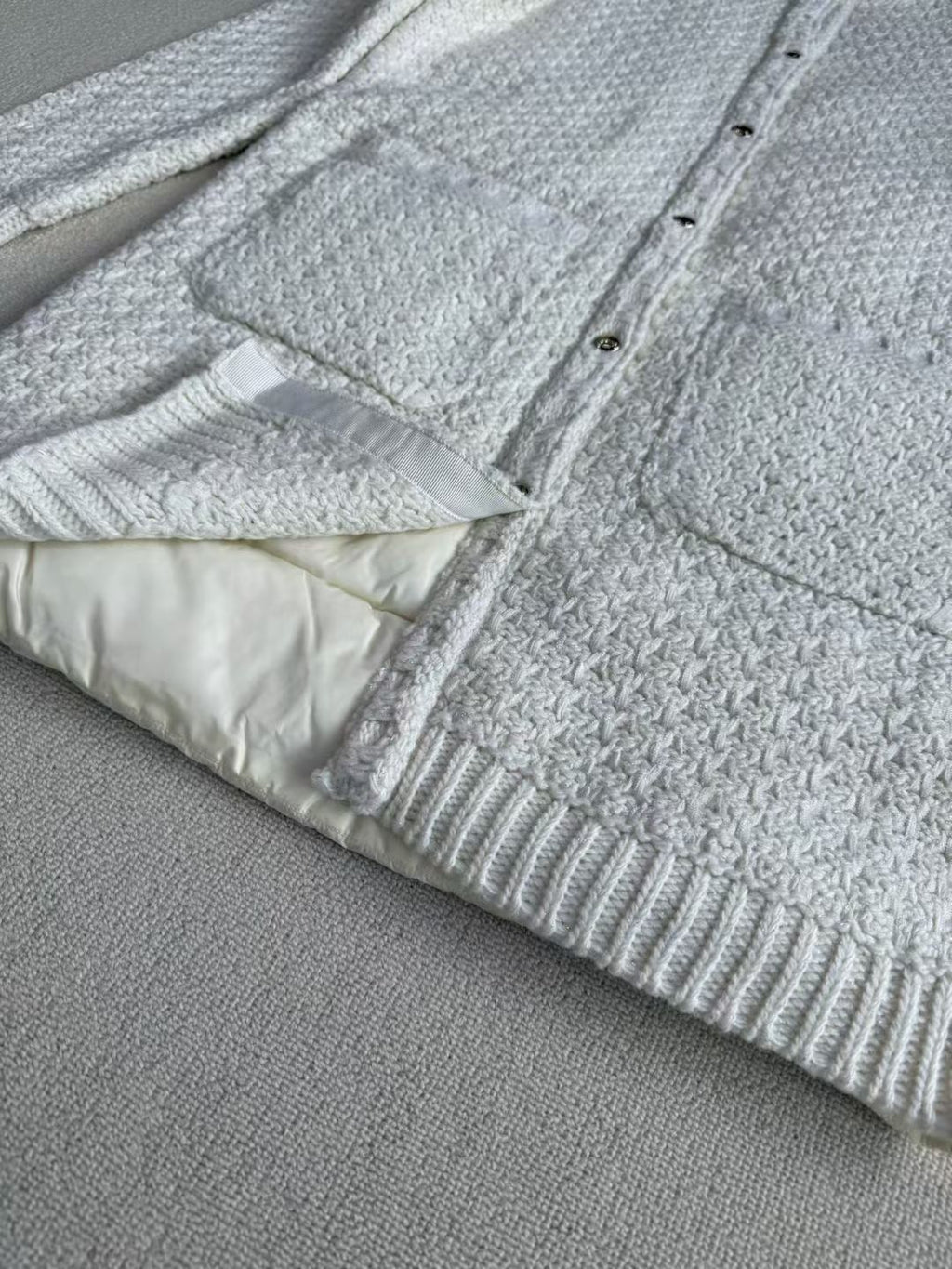 Moncler Padded Wool & Cotton Long Cardigan, Size 0/1/2/3