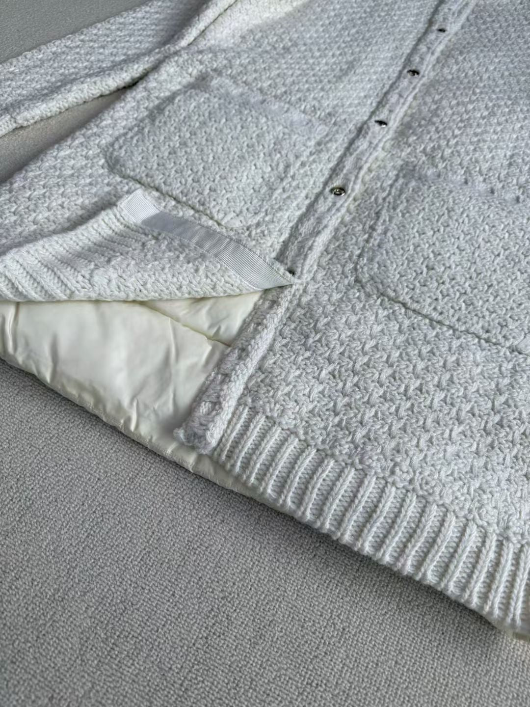 Moncler Padded Wool & Cotton Long Cardigan, Size 0/1/2/3