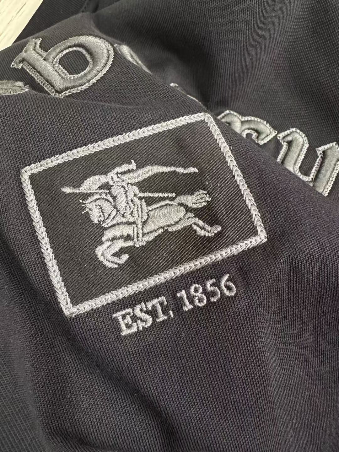 Burberry Long Sleeve Gothic Logo Cotton T-Shirt in Black
