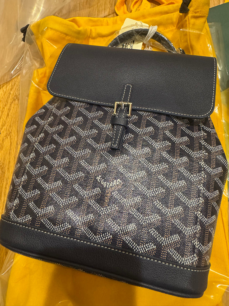 Goyard Goyardine Calfskin Mini Alpin Backpack in Blue (7.5 x 3.5 x 8.25 in)