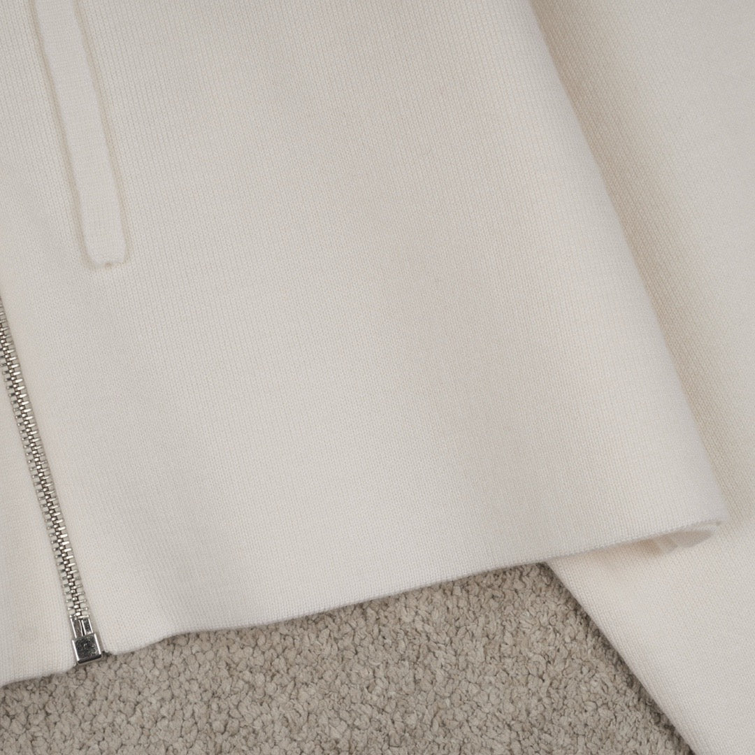 Loewe Wool Anagram Zip-Up Hoodie in White/Black, Size S/M/L
