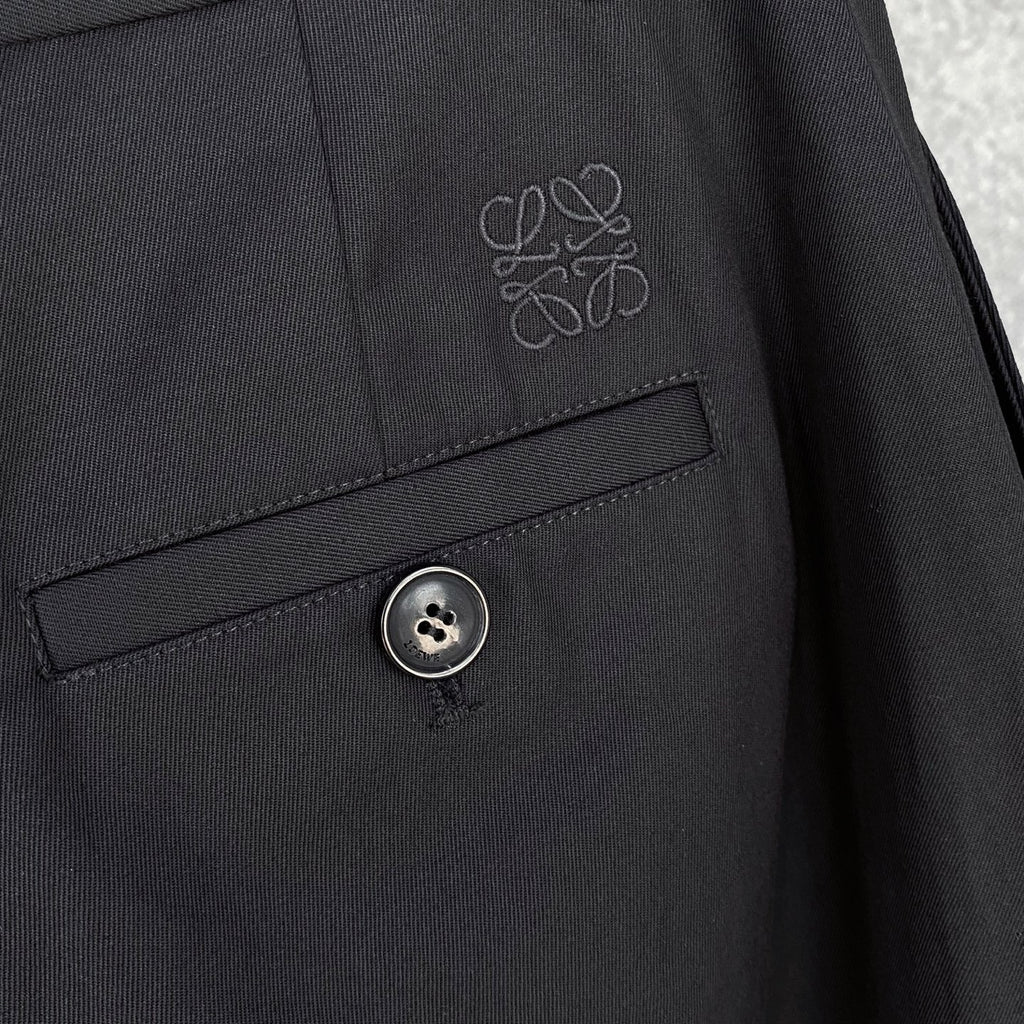 Loewe Black Barrel Trousers in Cotton and Silk, Size 32/34/36/38/40