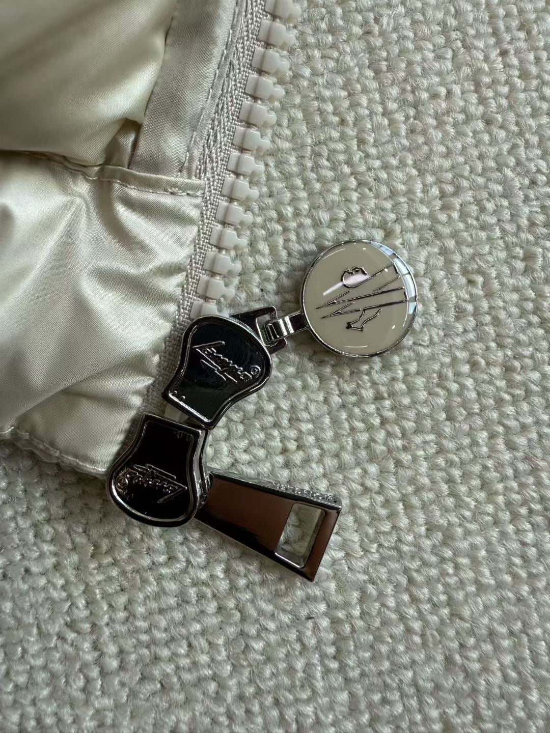 Moncler Igelong Hooded Long Down Jacket in Beige, Size 0/1/2/3