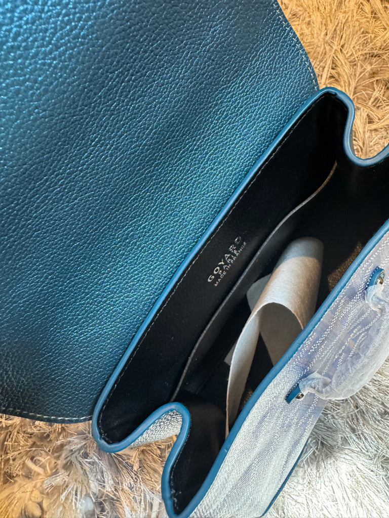 Goyard Mini Saigo Top Handle Bag in Blue (8 x 6.5 x 2.5 in)