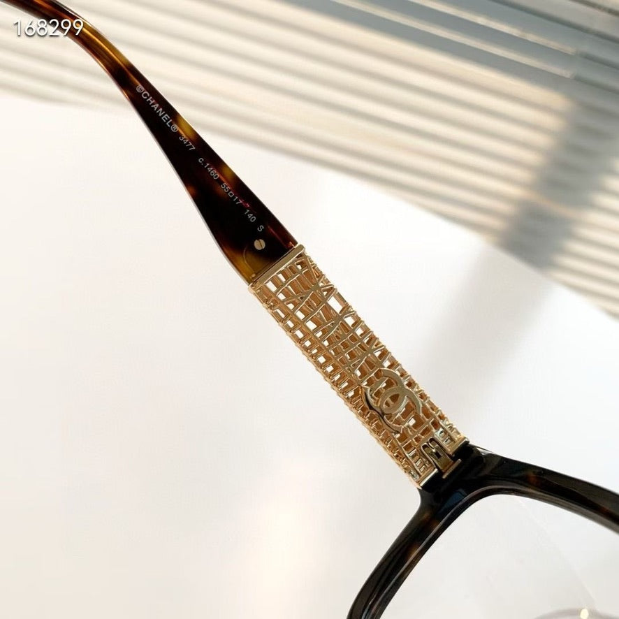 Chanel Cate Eye Optical Glasses in Red/Black/Brown CH3477