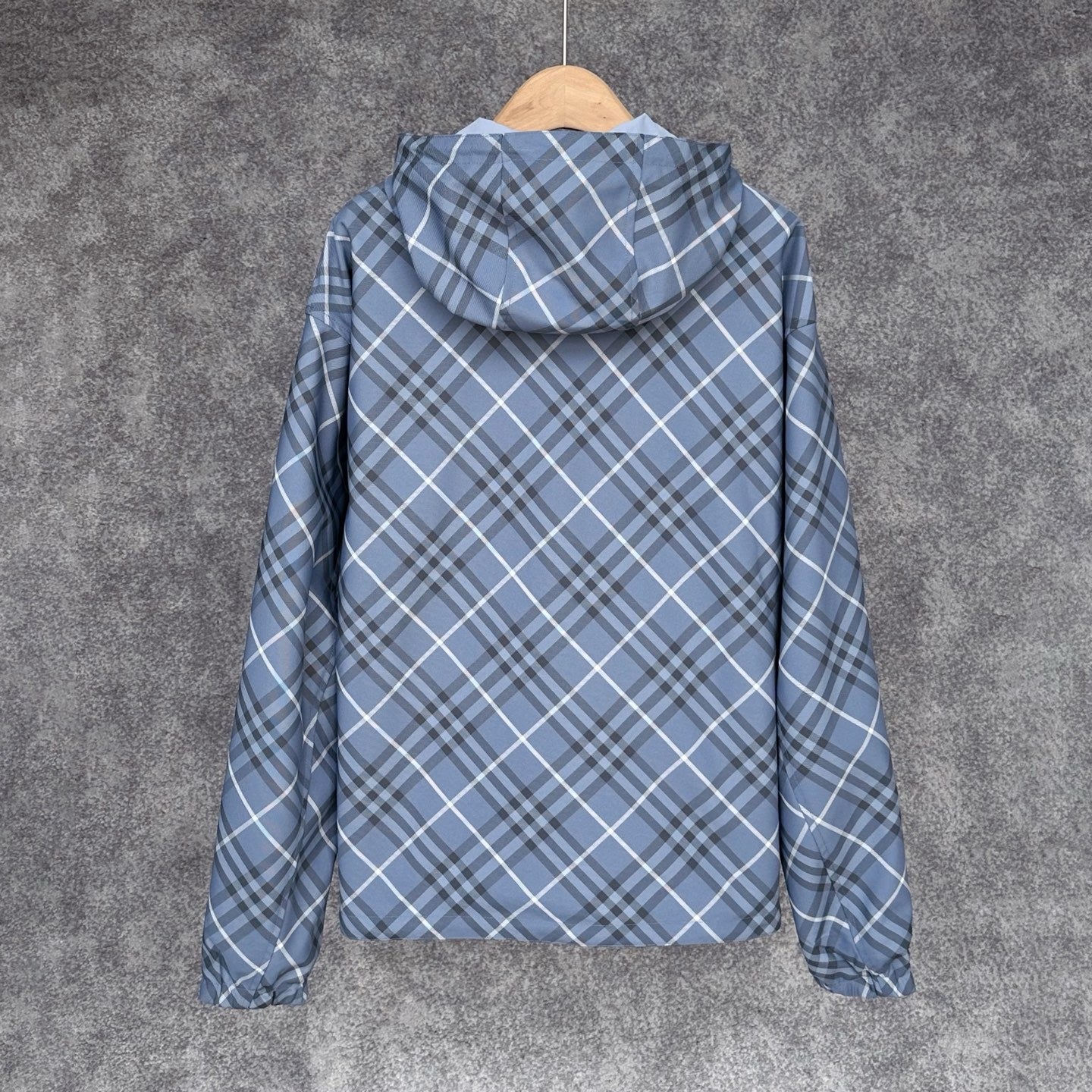 Burberry Reversible Check Jacket in Beige/Blue/Gray, Size XS/S/M/L