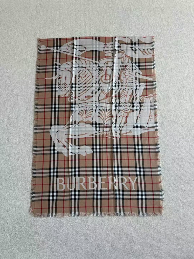 Burberry Wide EKD Check Wool Scarf in Sand (79 x 26 in)