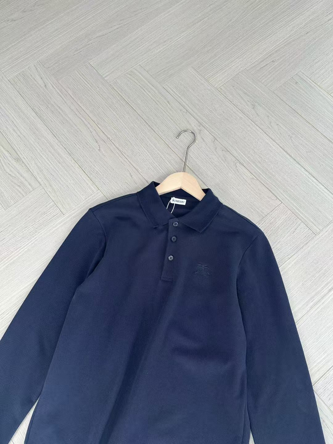 Burberry Long Sleeve Cotton Polo Shirt in Green/White/Blue, Size S/M/L/XL/XXL