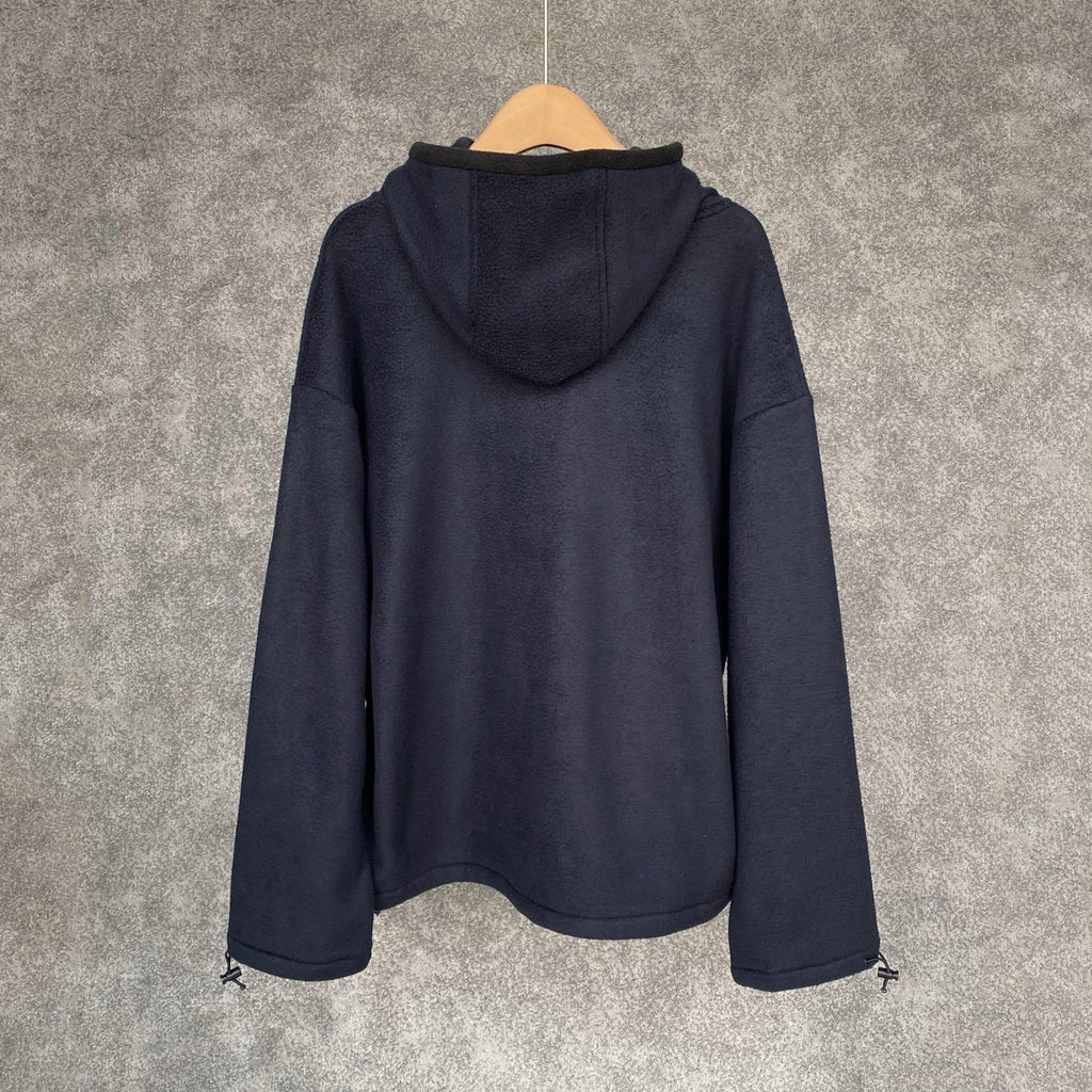 Miu Miu Cotton Fleece Zipper Hoodie in Navy, Size XS/S/M