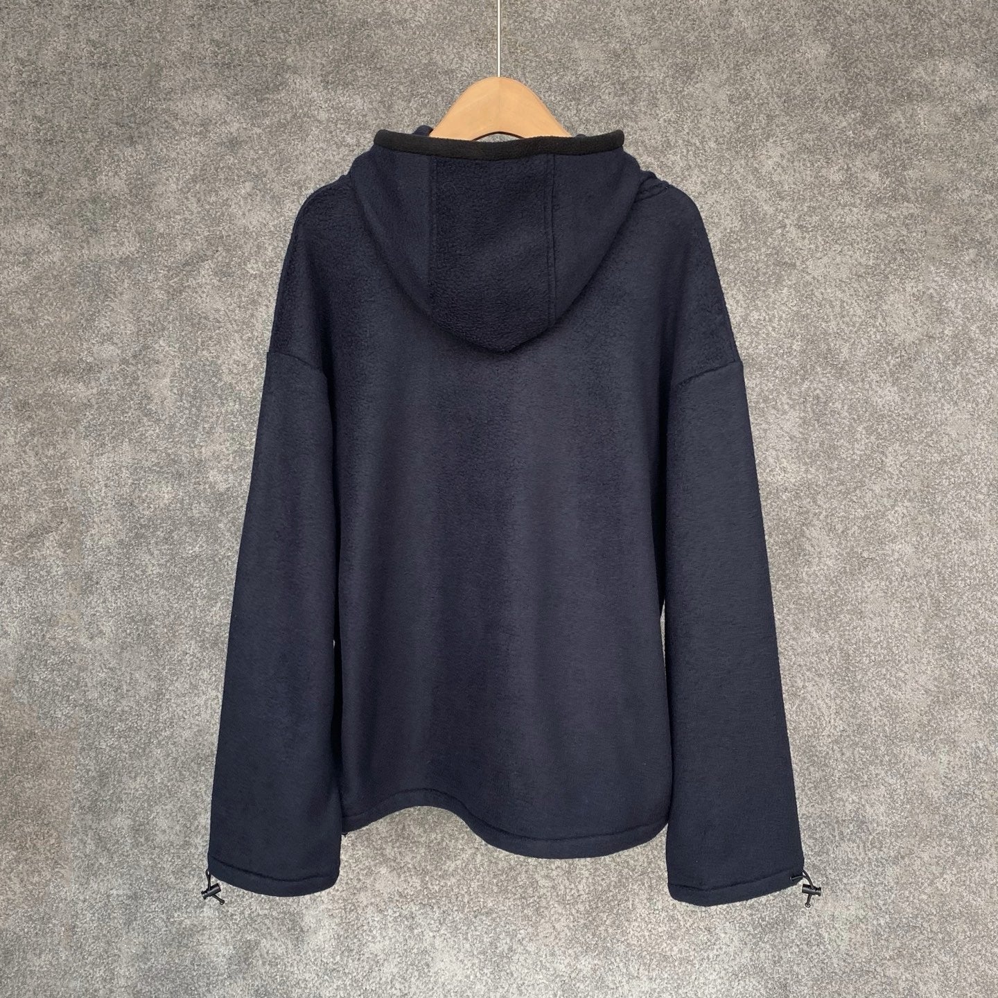 Miu Miu Cotton Fleece Zipper Hoodie in Navy, Size XS/S/M