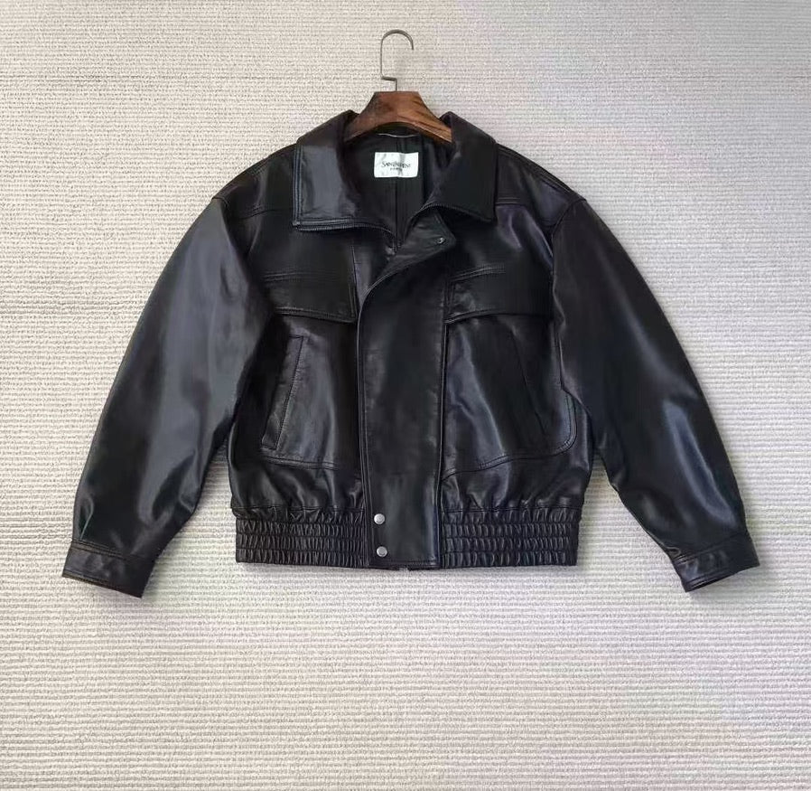 Saint Laurent Bomber Jacket in Grained Leather, Size 36/38/40