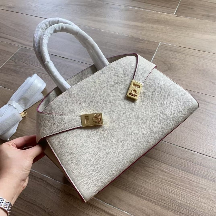 Ferragamo Medium Hug Handbag in Black or White (12.5 x 8 x 6 in)