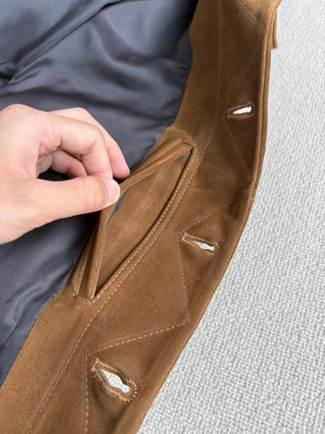 Saint Laurent Suede Leather Jacket, Size 46/48/50/52/54/56