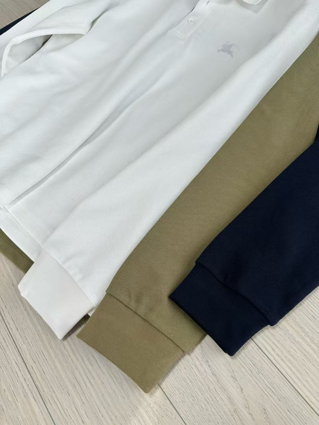 Burberry Long Sleeve Cotton Polo Shirt in Green/White/Blue, Size S/M/L/XL/XXL