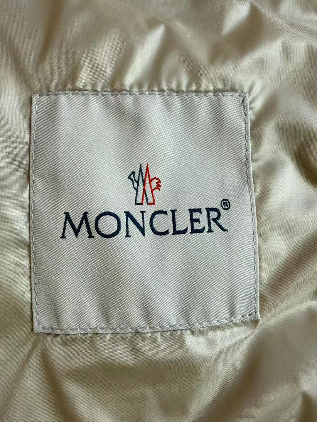 Moncler Igelong Hooded Long Down Jacket in Beige, Size 0/1/2/3