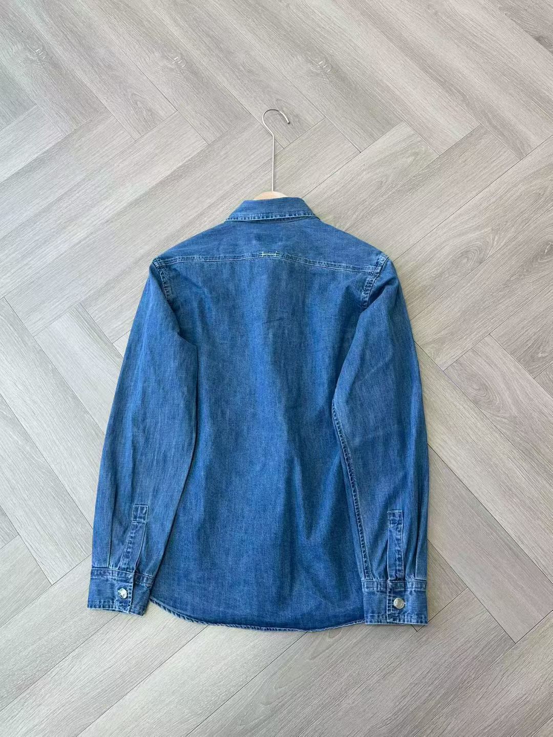 Hermes Unisex Long Sleeve Demin Shirt in Blue, Size 34/36/38/40/42