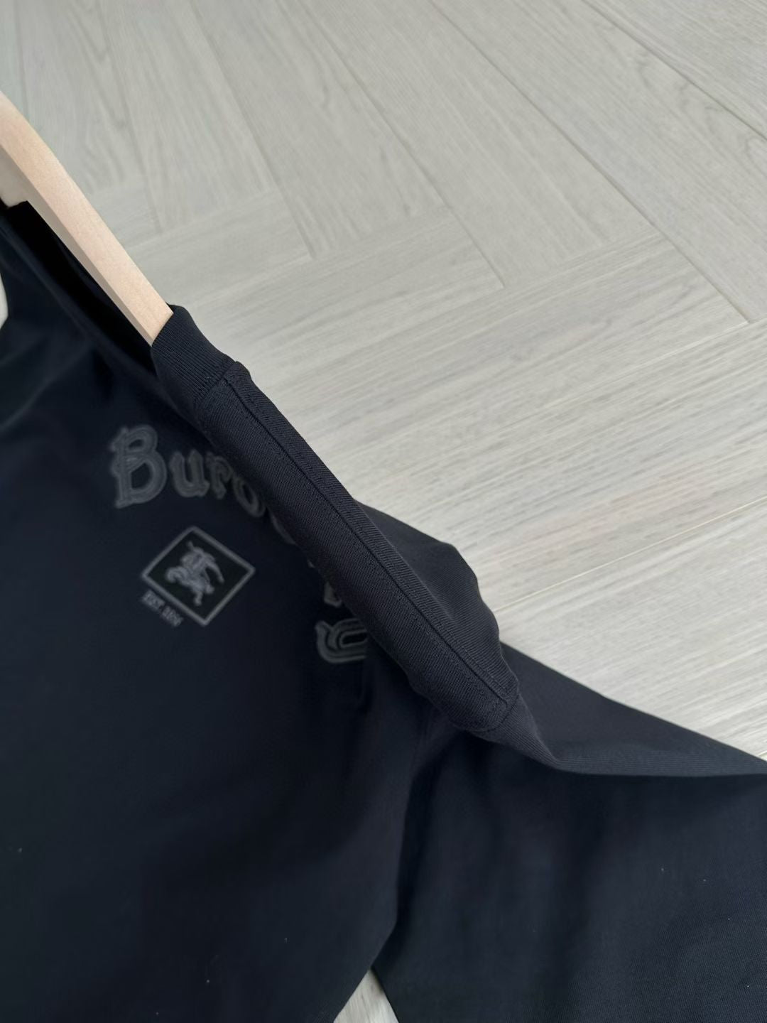 Burberry Long Sleeve Gothic Logo Cotton T-Shirt in Black