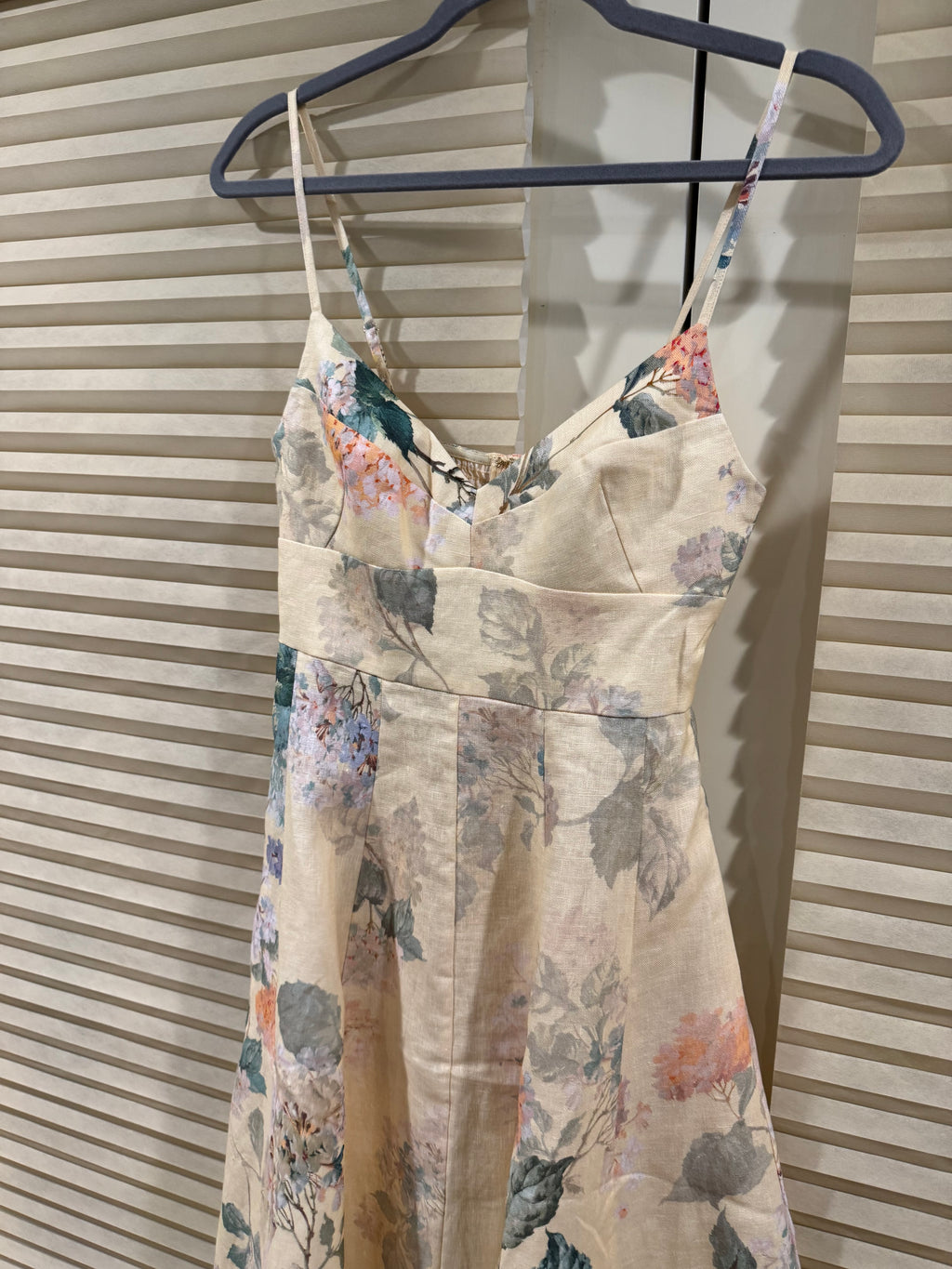 Zimmermann Floral Linen Midi Dress in Yellow, Size AU 0P/0/1/2/3