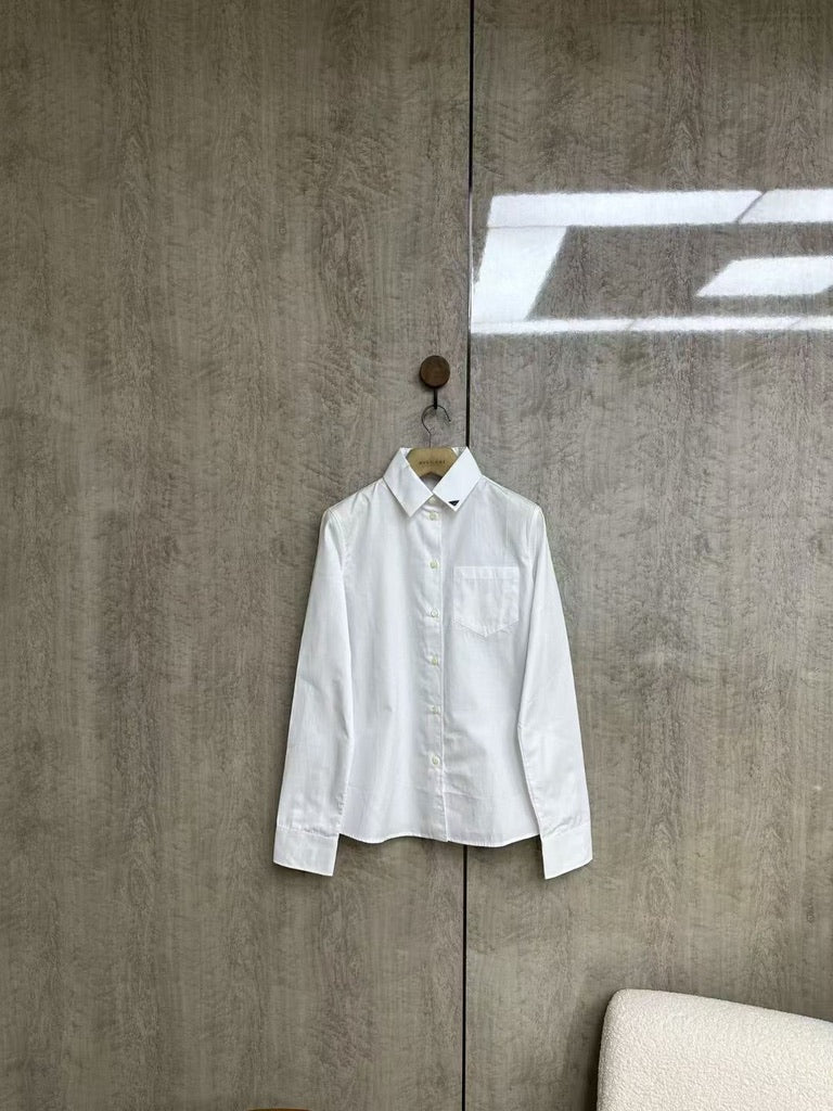 Prada Women White Cotton Poplin Dress Shirt, Size FR 36/38/40/42