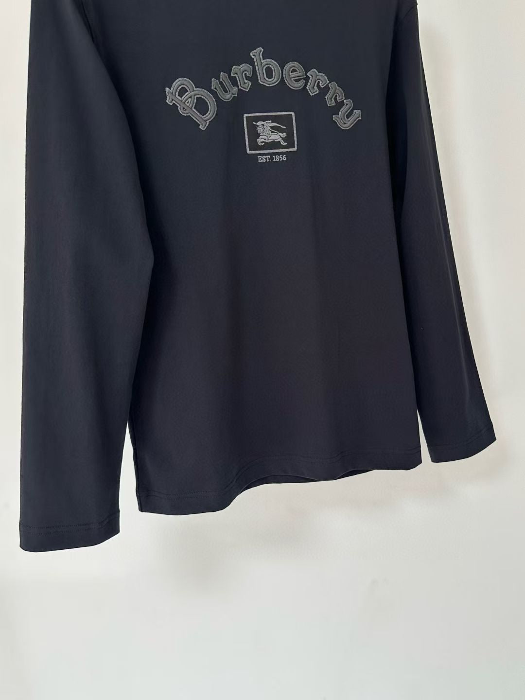 Burberry Long Sleeve Gothic Logo Cotton T-Shirt in Black