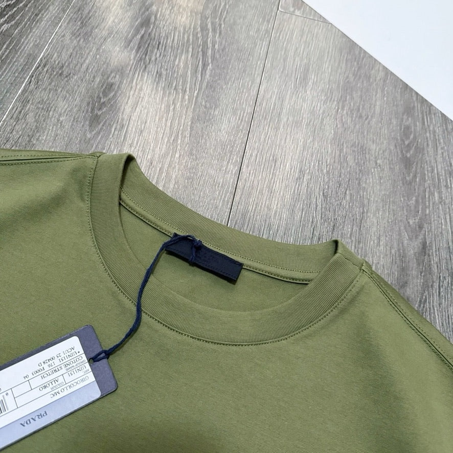Prada Logo Cotton T-Shirt in Green, Size S