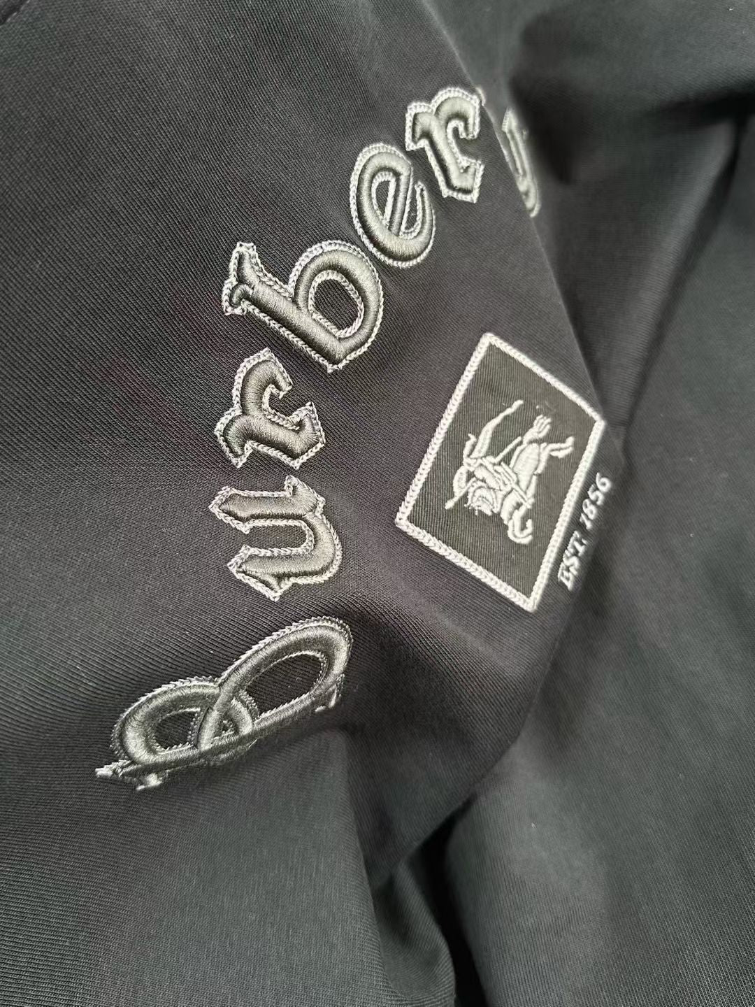 Burberry Long Sleeve Gothic Logo Cotton T-Shirt in Black
