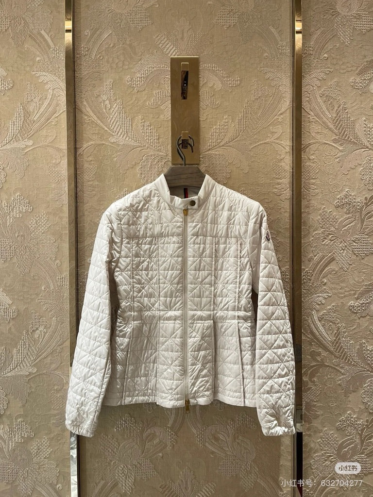 Moncler Craon Square-Quilted Short Padded Jacket in Brown/White/Black, Size 1/2/3/4
