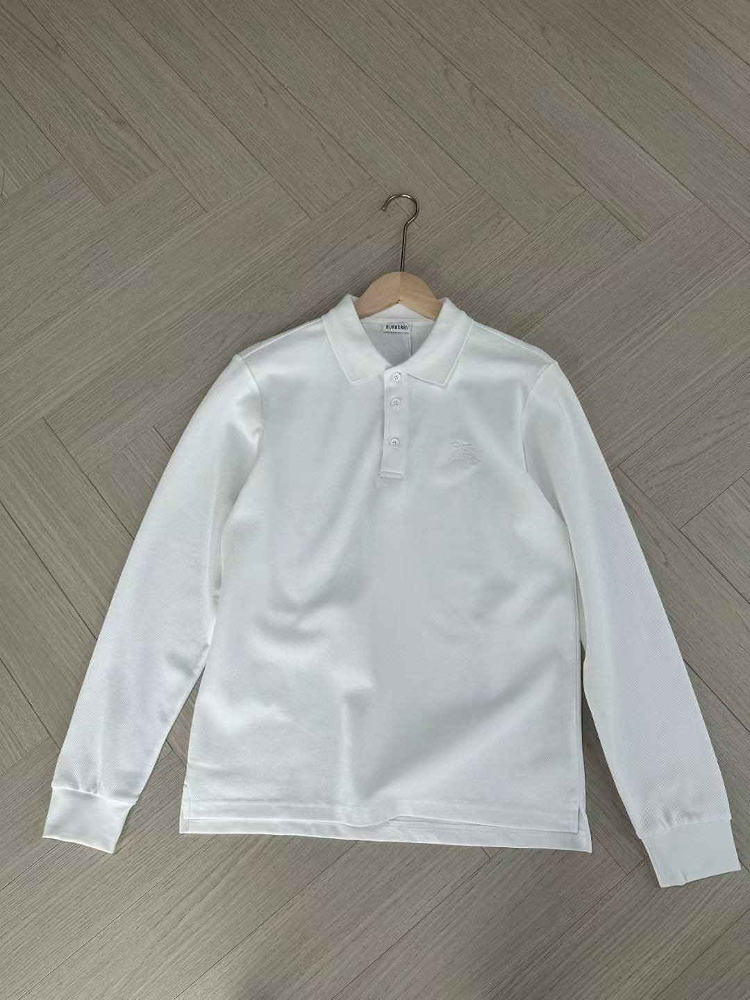 Burberry Long Sleeve Cotton Polo Shirt in Green/White/Blue, Size S/M/L/XL/XXL