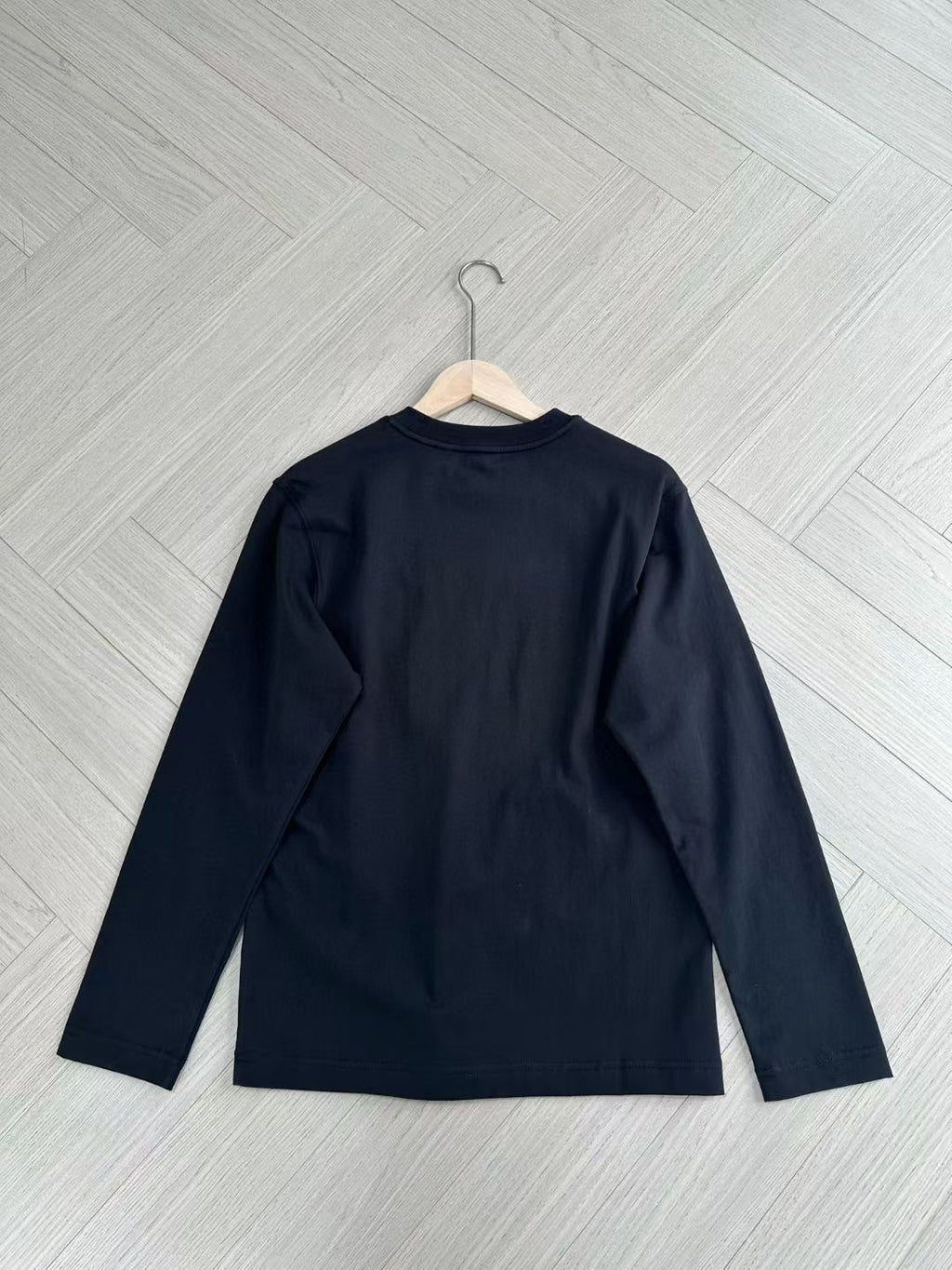 Burberry Long Sleeve Gothic Logo Cotton T-Shirt in Black