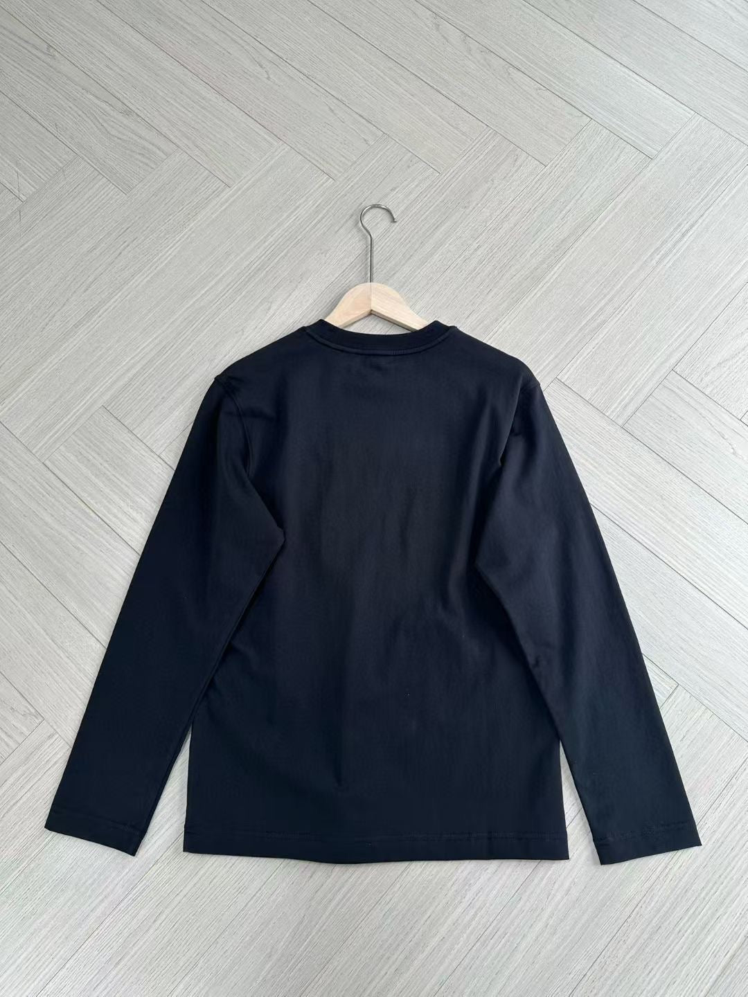 Burberry Long Sleeve Gothic Logo Cotton T-Shirt in Black