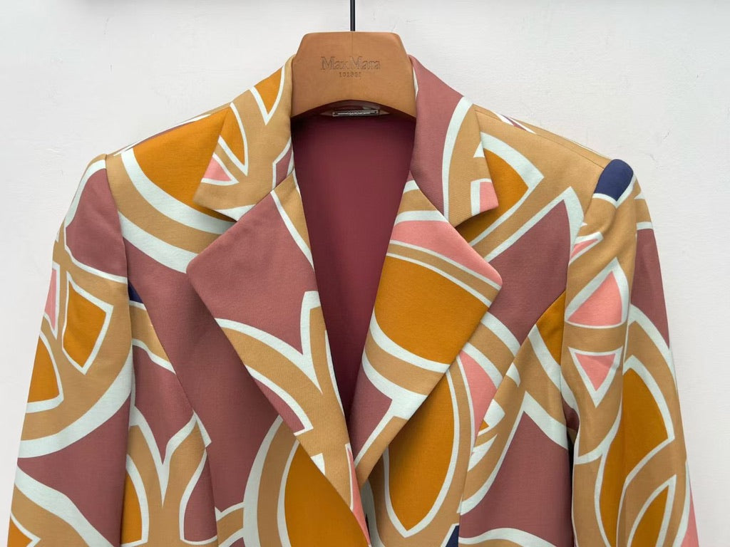 Alexis Solari Abstract Twill Blazer in Maroon, Size XS/S/M/L
