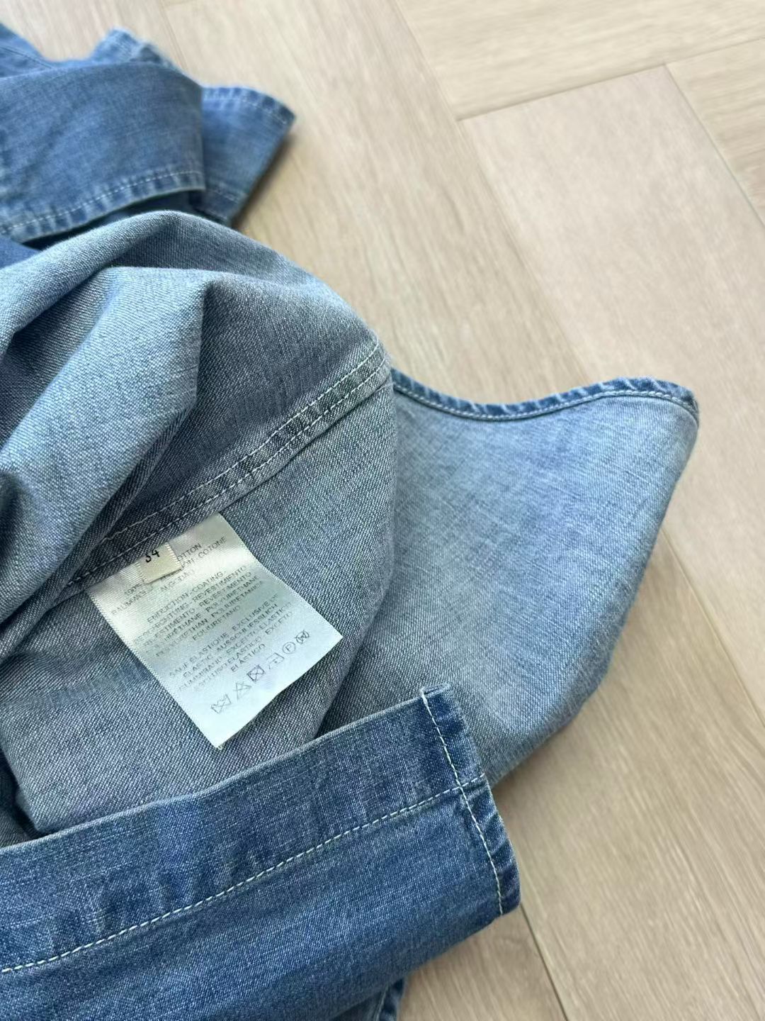 Hermes Unisex Long Sleeve Demin Shirt in Blue, Size 34/36/38/40/42