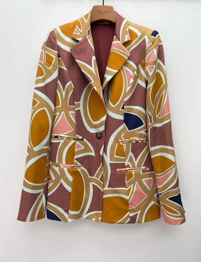 Alexis Solari Abstract Twill Blazer in Maroon, Size XS/S/M/L