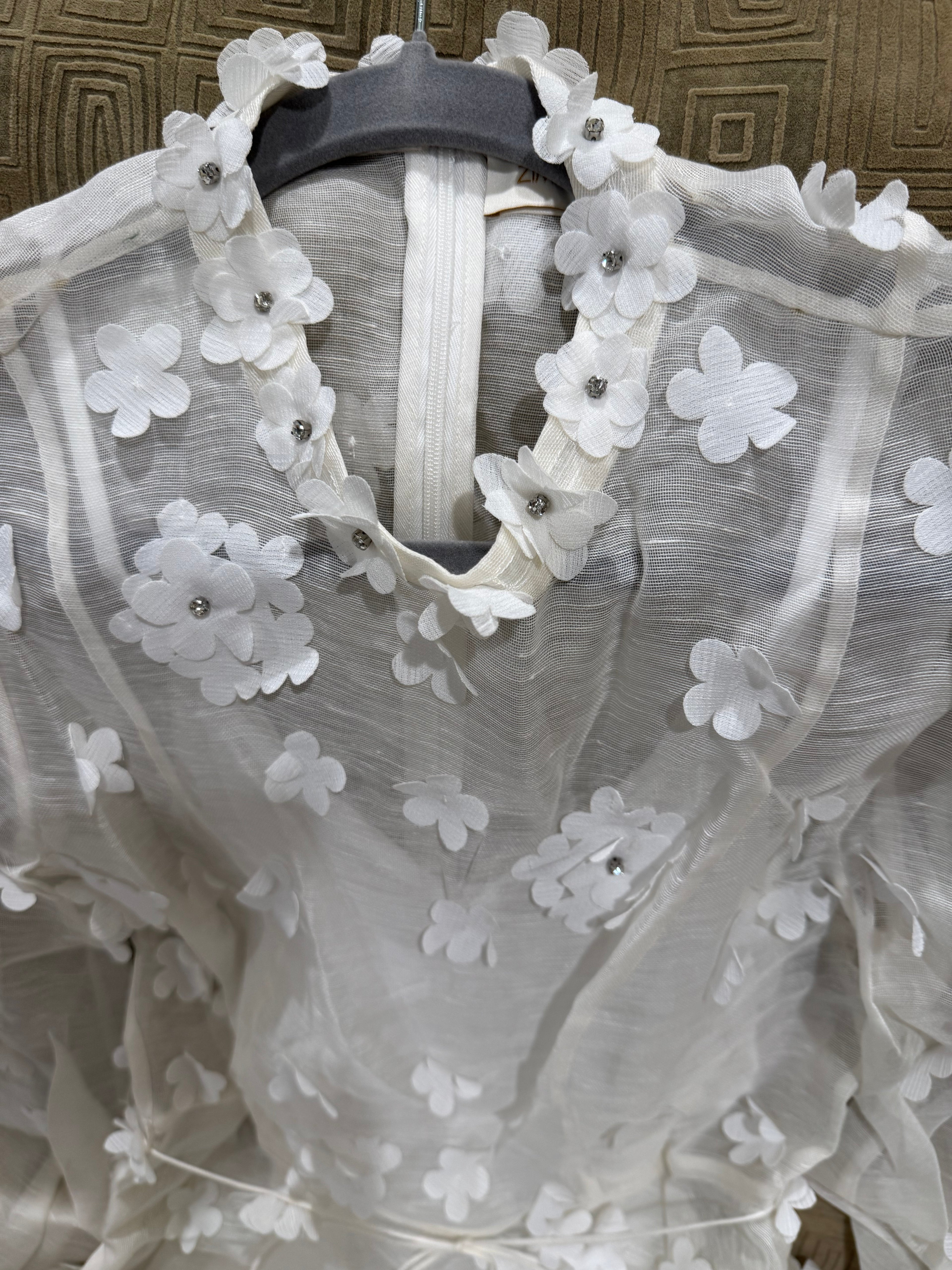 Zimmermann Floral Silk/Linen Blend Belted Minidress, Size AU 1