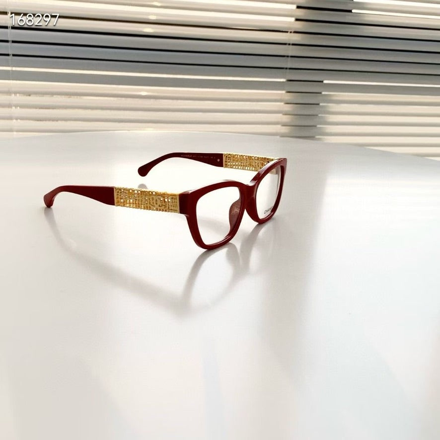 Chanel Cate Eye Optical Glasses in Red/Black/Brown CH3477