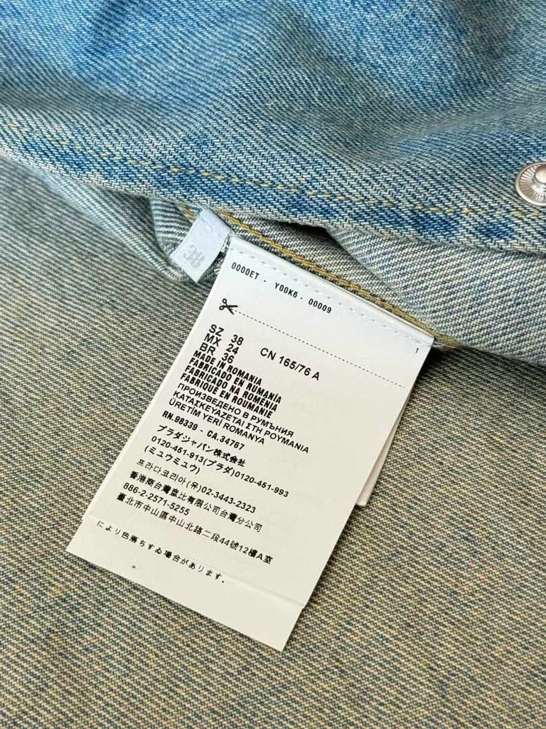 Prada Triangle Logo Demin Shirt Midi Dress, Size 38/40