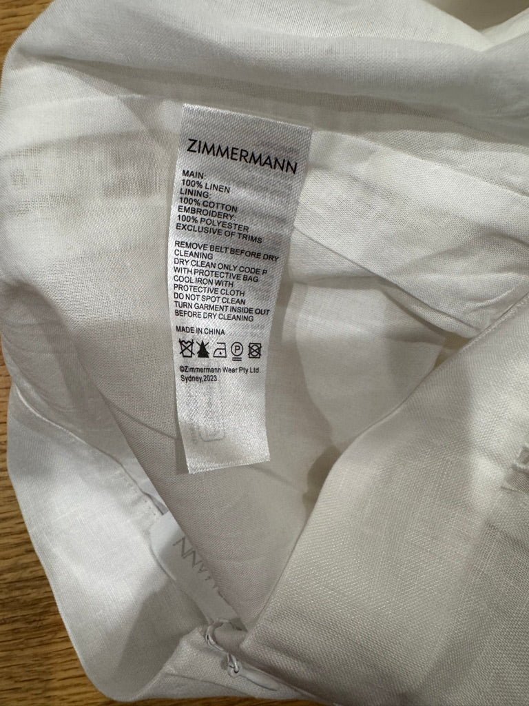 Zimmermann Linen Cami and Shorts Set in White, Size AU 0/1